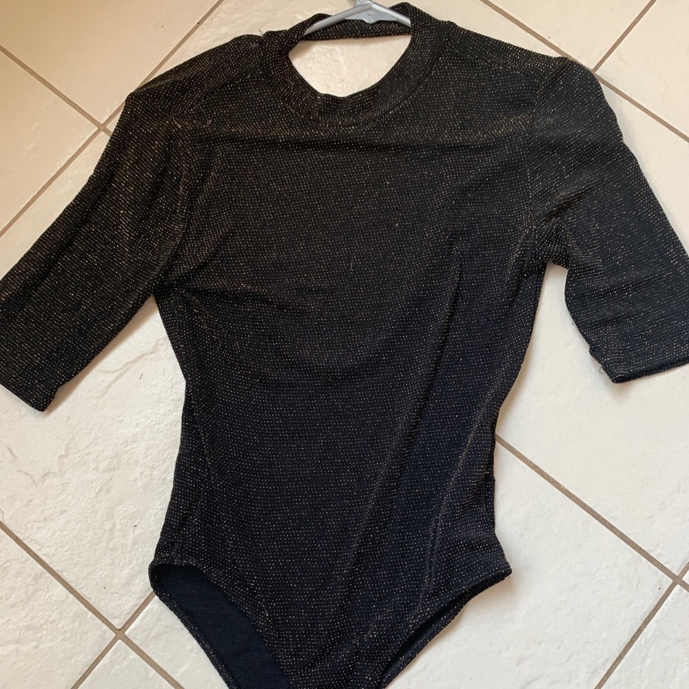 forever 21 gold sparkled bodysuit